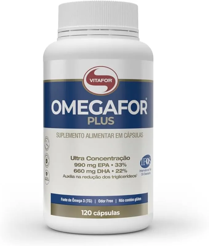 Omegafor Plus  suplemento de Ômega-3 extraído de peixes de águas frias e profundas, rico em EPA (990 mg) e DHA (660 mg), ácidos graxos essenciais para a saúde.
Possui alta concentração de ômega-3 de cadeia longa, importantes para o coração, cérebro e redução de inflamações