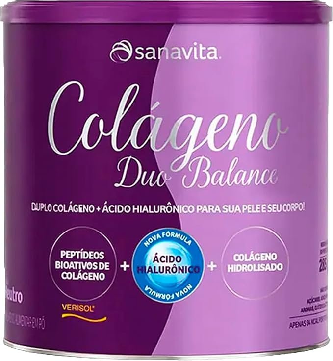 Embalagem de colágeno Sanavita Duo Balance sabor abacaxi com hortelã